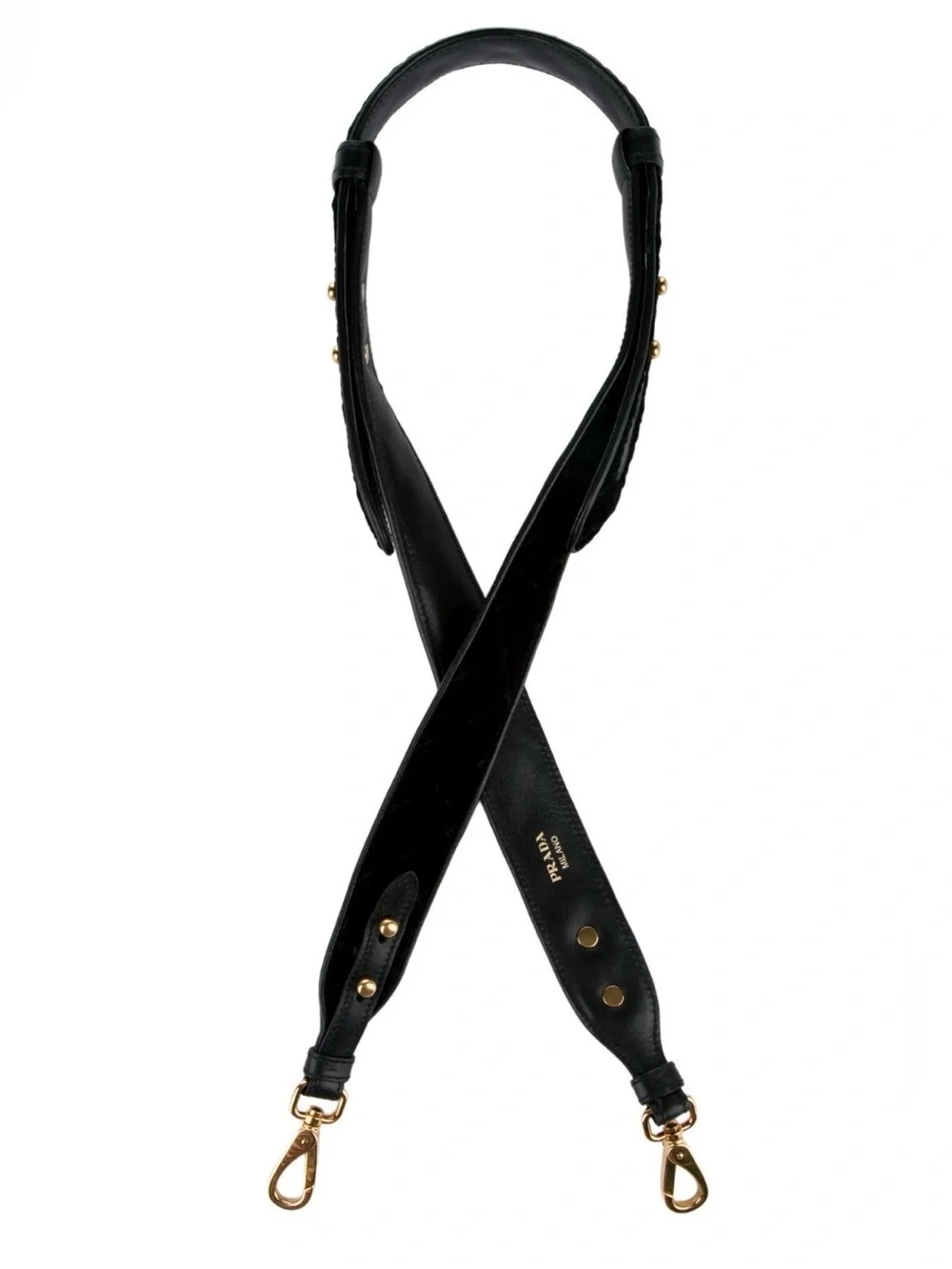 Prada Black Velvet Adjustable Shoulder Strap Gold Hardware Authentic